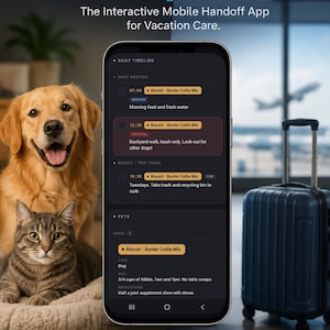 PetSitter Blueprint | Interaktiv mobilapp för hund- och kattvård (digital nedladdning)