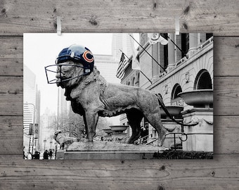 Chicago Bears Football Lion at Art Institute / Michigan Avenue Street Photography Print Illinois Sports Wall Art Father's Day Gift Birthday
