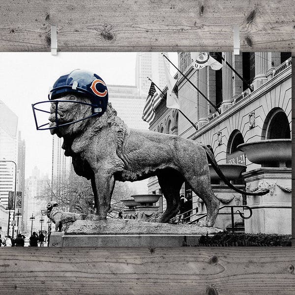 Chicago Bears Football Lion at Art Institute / Michigan Avenue Street Photography Print Illinois Sports Wall Art Father's Day Gift Birthday