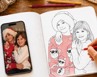 Custom Photo Colouring Book, Personalised Kids Portrait Keepsake Pages