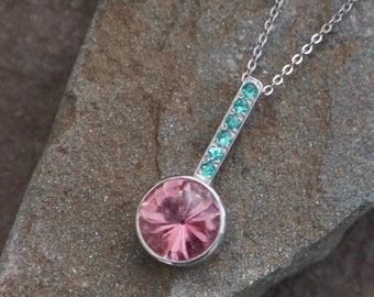 STUNNING 4.85 Carat Pink Tourmaline & White GOLD Pendant Necklace by Award-Winning Jewelry Designer DianaVincent. Anniversary Valentine Gift