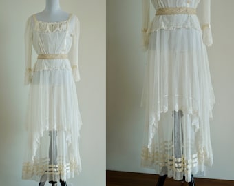 Edwardian Net Lace Dress, Antique 1910s Wedding Dress