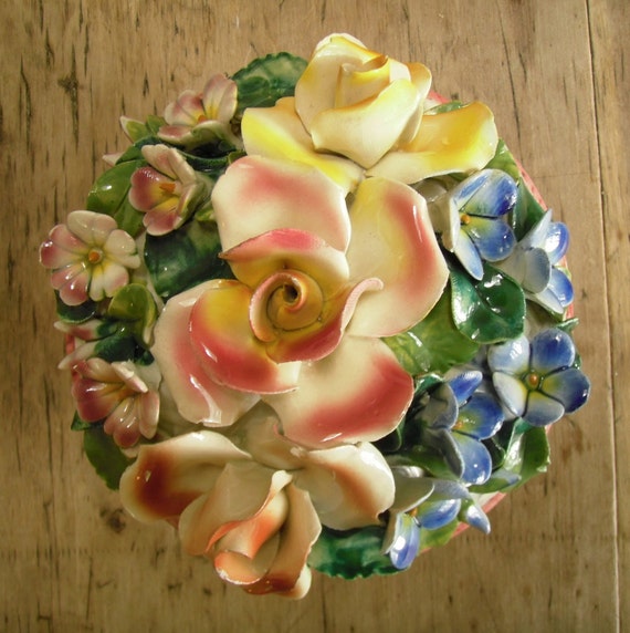 Items similar to 1950s Italian Porcelain Ceramic Bowl with Lid covered