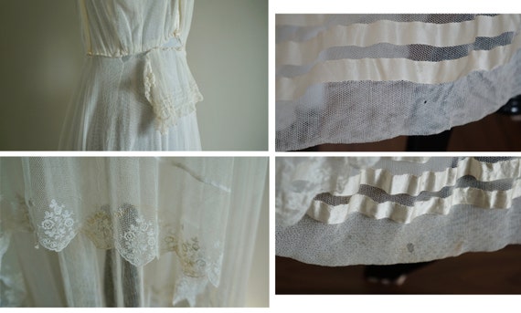 Edwardian Net Lace Dress, Antique 1910s Wedding D… - image 10