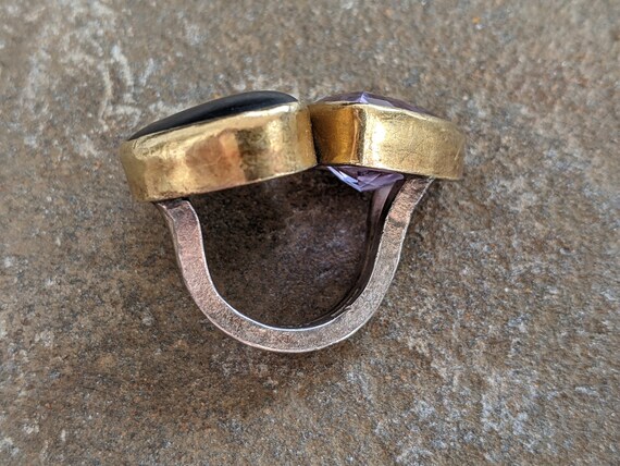 Amethyst Basalt Statement Ring: 22k Gold, Sterlin… - image 6