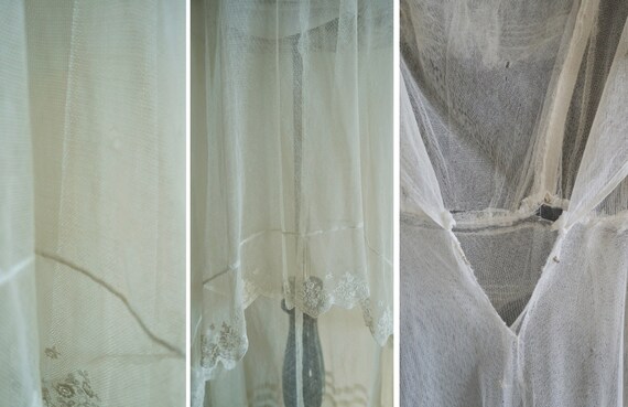 Edwardian Net Lace Dress, Antique 1910s Wedding D… - image 8