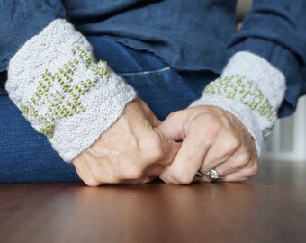 Hand Knit Wrist Cuffs ll Beaded Lavender hand knit wrist warmers || knit wrist bands || gift for her purple