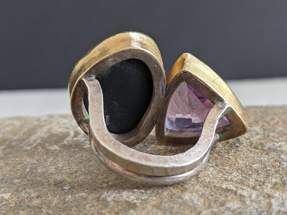 Amethyst Basalt Statement Ring: 22k Gold, Sterlin… - image 8