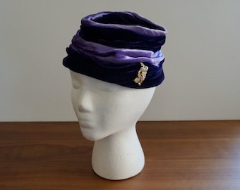 Vintage Womens Purple Floppy Turban Hat Union Made Front  display picture 2