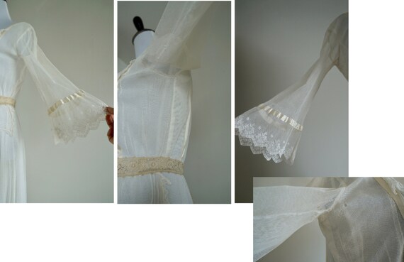 Edwardian Net Lace Dress, Antique 1910s Wedding D… - image 9