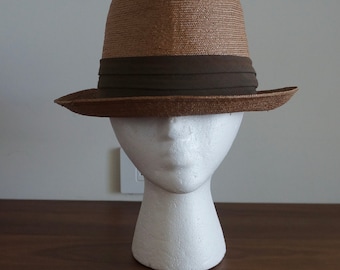 Brooks Brothers Straw Fedora(s), Brown Silk Shantung band, sz 1/8