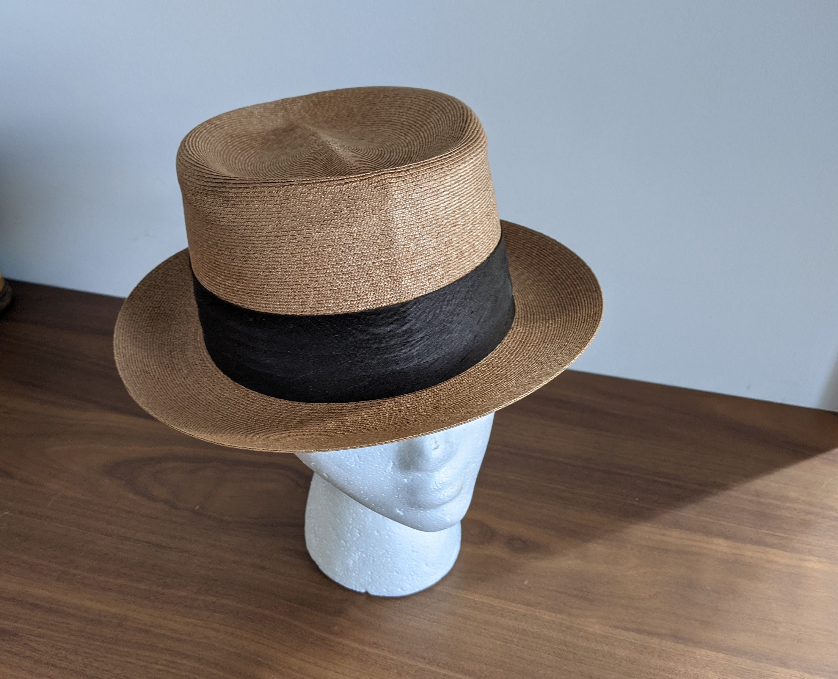 Brooks Brothers Straw Fedoras BLACK Silk Shantung Band Sz - Etsy