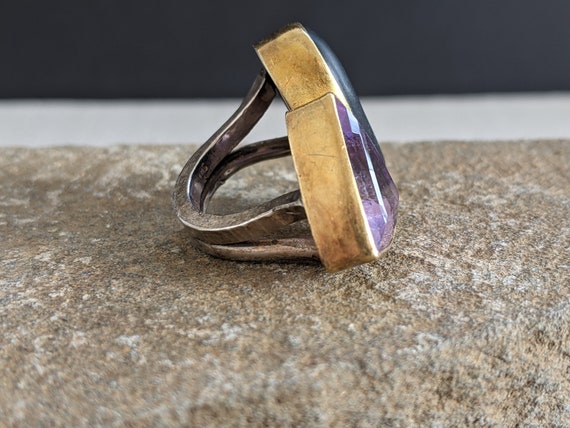 Amethyst Basalt Statement Ring: 22k Gold, Sterlin… - image 5
