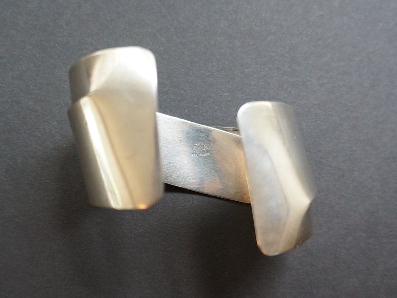 Modernist Sterling Silver Bracelet by designer Otto Robert Bade 70s Orb Sterling