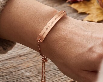 Stainless Steel Bracelet with Adjustable Chain | Gift for Sister | 18k Gold Coating