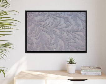 Natural Ice Crystal Pattern Matte Canvas Framed | Botanical Feather Pattern Wall Art