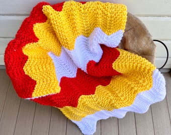 Candy Corn Hand Knit Small Baby Blanket