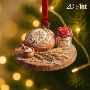 Personalized Sourdough Bread Ornament, Custom Baker Christmas Ornament, 2D Flat Acrylic Bread Lover Gift, Bakery Keepsake