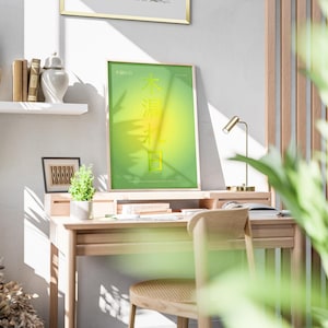 Komorebi Definition Print, Japanese Nature Quote Poster, Mindful Green Gradient Decor