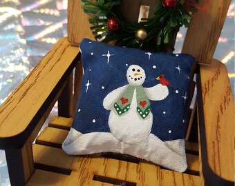 Snazzy Snowman Miniature Dollhouse Pillow