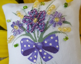 Purple Polka Dots Miniature Dollhouse Pillow