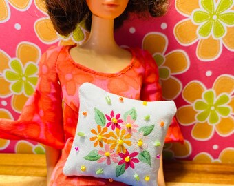 Colorful Flowers Miniature Doll Pillow
