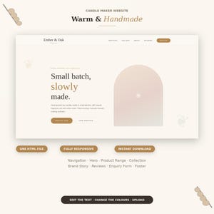 Modello di sito web per produttore di candele in HTML, per piccole imprese, negozio, sito modificabile, download