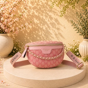 Patterned Belt Bag with Chain, Women’s Crossbody Waist Bag