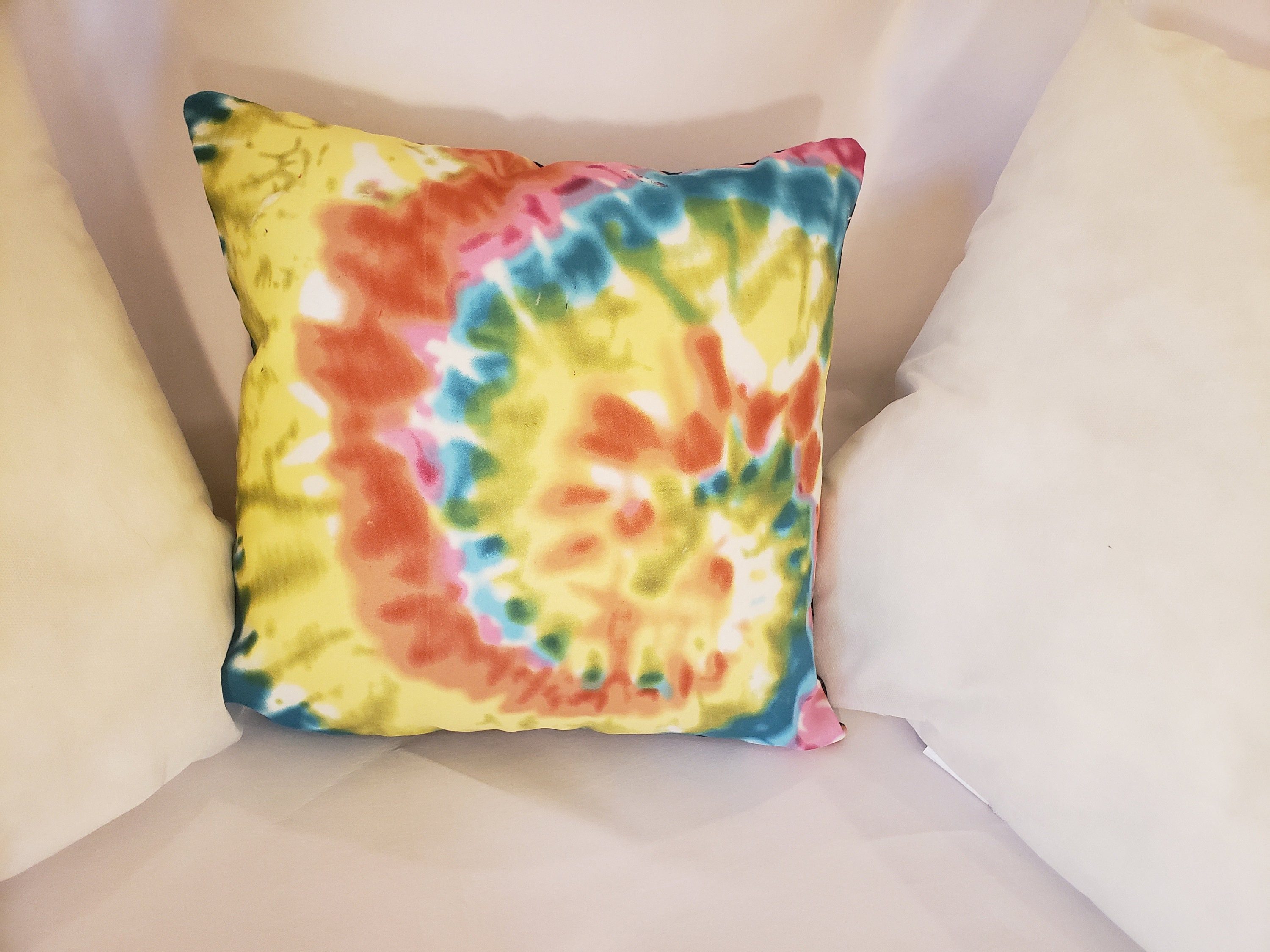 Red Yellow Blue Green Tie Dye Decorative Throw Pillow on Etsy UK
