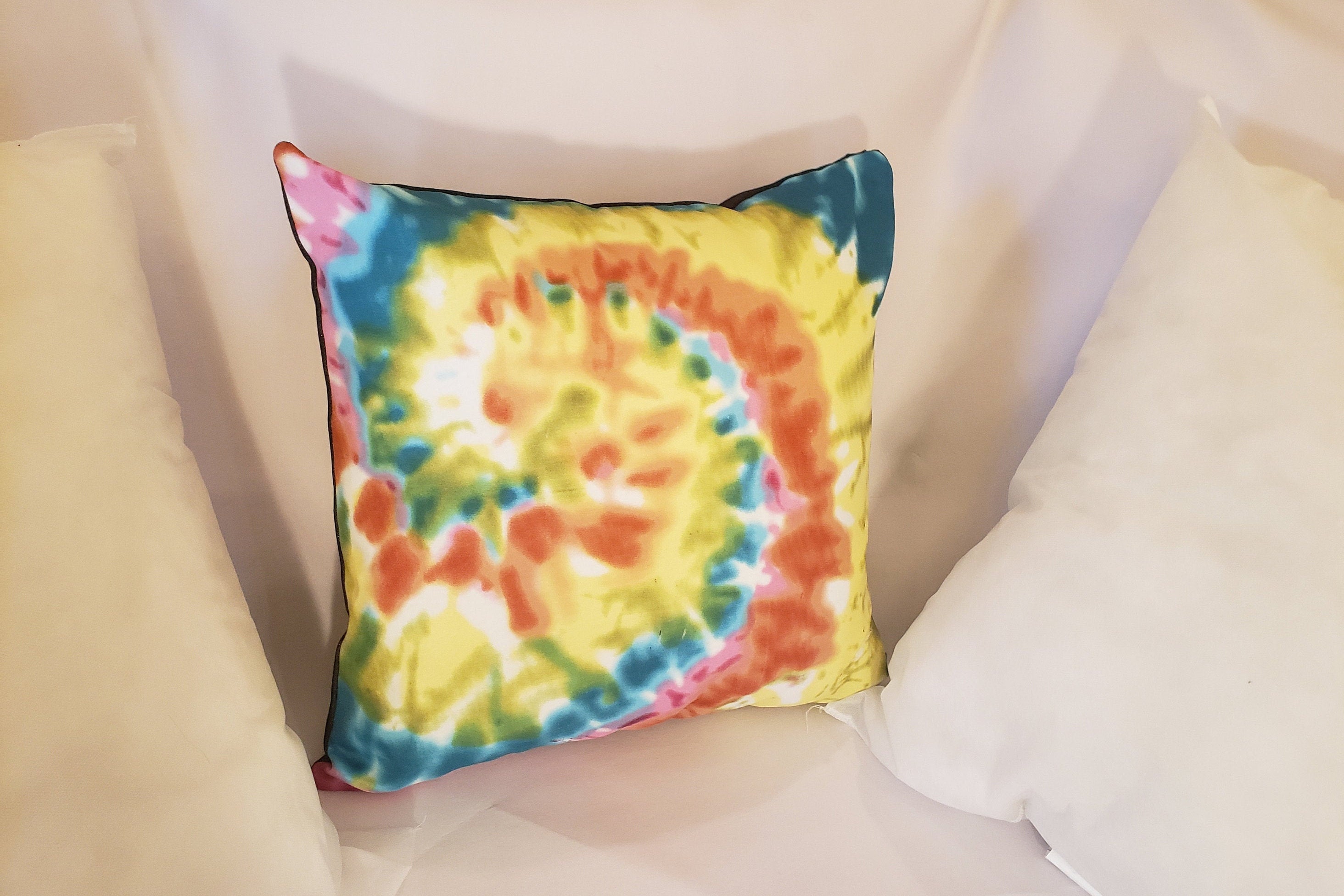 Red Yellow Blue Green Tie Dye Decorative Throw Pillow on Etsy UK