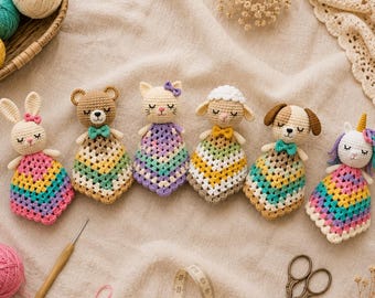 Schema PDF per copertina all'uncinetto, 6 modelli di animali, copertina di sicurezza amigurumi per principianti