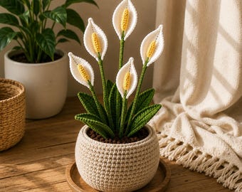 Schema per realizzare un giglio della pace all'uncinetto / Pianta in vaso amigurumi, adatto ai principianti (PDF, download digitale)