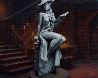 Mirelda Female Mage Sorceress Miniature | 28mm 32mm 75mm | DnD Tabletop | Black Bird Miniatures