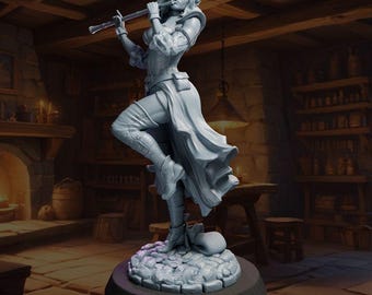 Serenya Female Elf Bard Mage Miniature | 28mm 32mm 75mm | DnD Tabletop | Black Bird Miniatures
