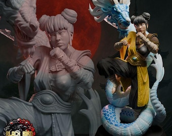 Ryoko Female Monk Fighter Miniature | 28mm 32mm 75mm | DnD Tabletop | Black Bird Miniatures