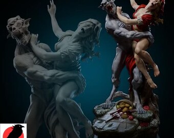 The Abduction of Little Red Ridding Hood | 75mm-140mm Grimm Fantasy Diorama | Black Bird Miniatures