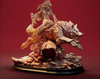 Ayizan Mordok Dire Wolf Mount | 35mm 75mm | DnD ttrpg | HardWitch-Games