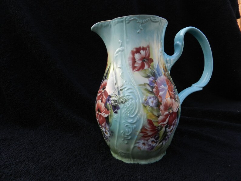 Romance Ornate Pitcher Hand Decorated Pitcher Unique Gift for Etsy