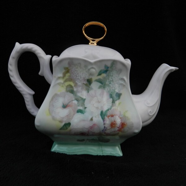Reserved for Fran Teapot: Porcelain Hand Decorated