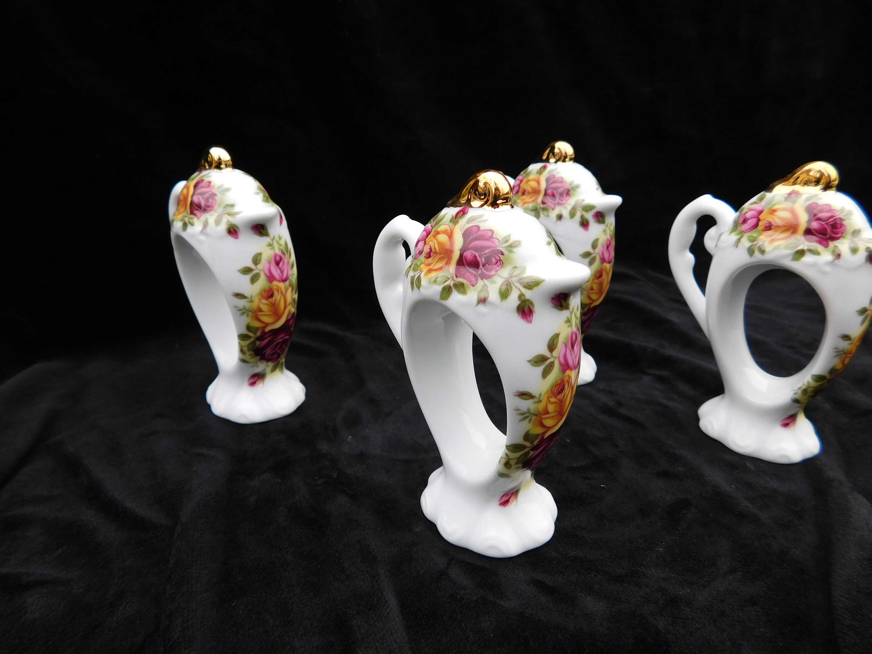 Teapot Shaped Napkin Rings Hand Decorated Porcelain Etsy