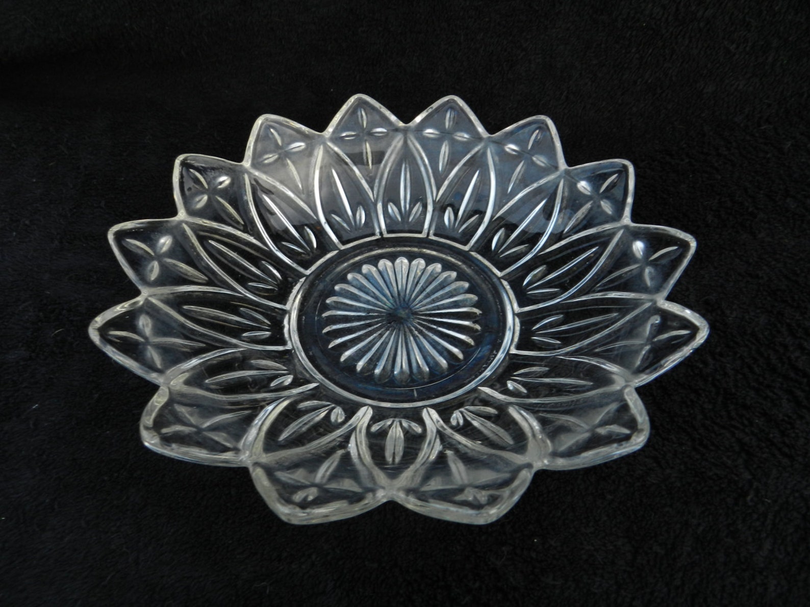 Vintage Cut Glass Serving Dish Etsy