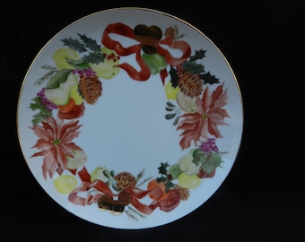 Vintage Charger Plate: Hand painted porcelain