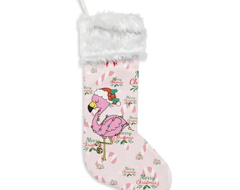 Roze Flamingo Kerstman Kerstsok