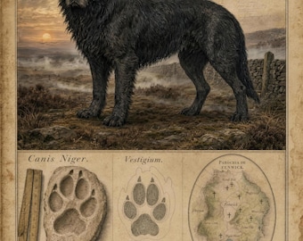 Black Dog Art Print | British Folklore Cryptozoology Wall Art | Gothic Decor