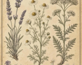Vintage Apothecary Herb Print | Botanical Illustration, Cottagecore Wall Art (Archival Matte Poster)