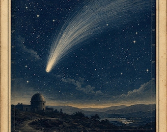 Comet 1861 Art Print | Vintage Celestial Astronomy Illustration (Archival Matte Poster)