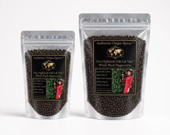 Pimenta-do-reino preta inteira Dak Lak Noir das Terras Altas do Vietnã (227 g ou 397 g)