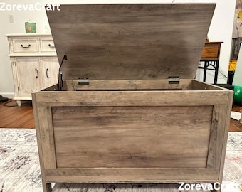 Retro Wooden Look Storage Chest | Entryway Storage Bench  | Toy Chest Organizer | Rustic Wooden Trunk | Wooden Toy Box | Home Organization
