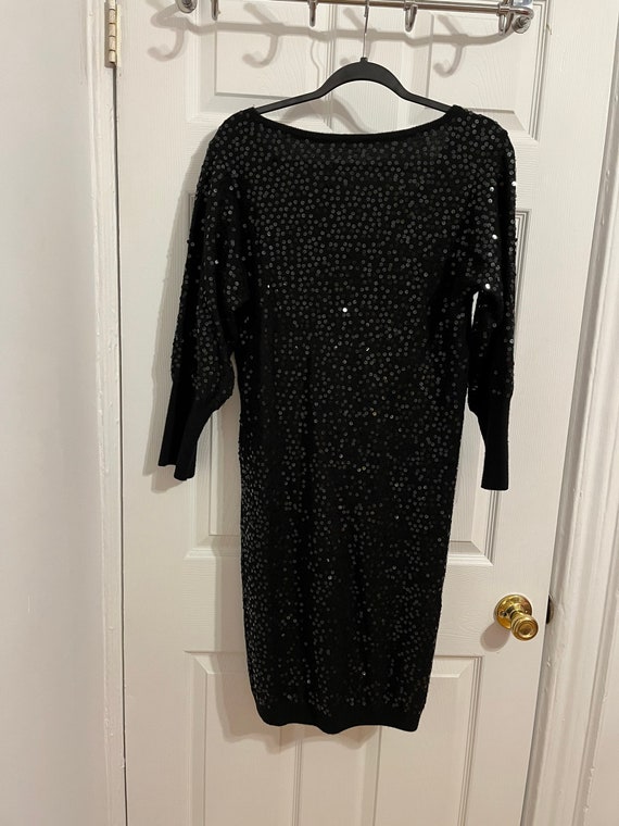 Vintage 1980’s Kenar Black Sequin Sweater Dress