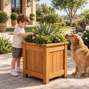 Planos para jardinera con almacenamiento, plano de construcción de carpintería para bricolaje, jardinera de jardín exterior, proyecto de jardinera de madera, descarga digital